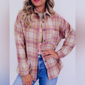 Pink Flannel Oversized Shirt